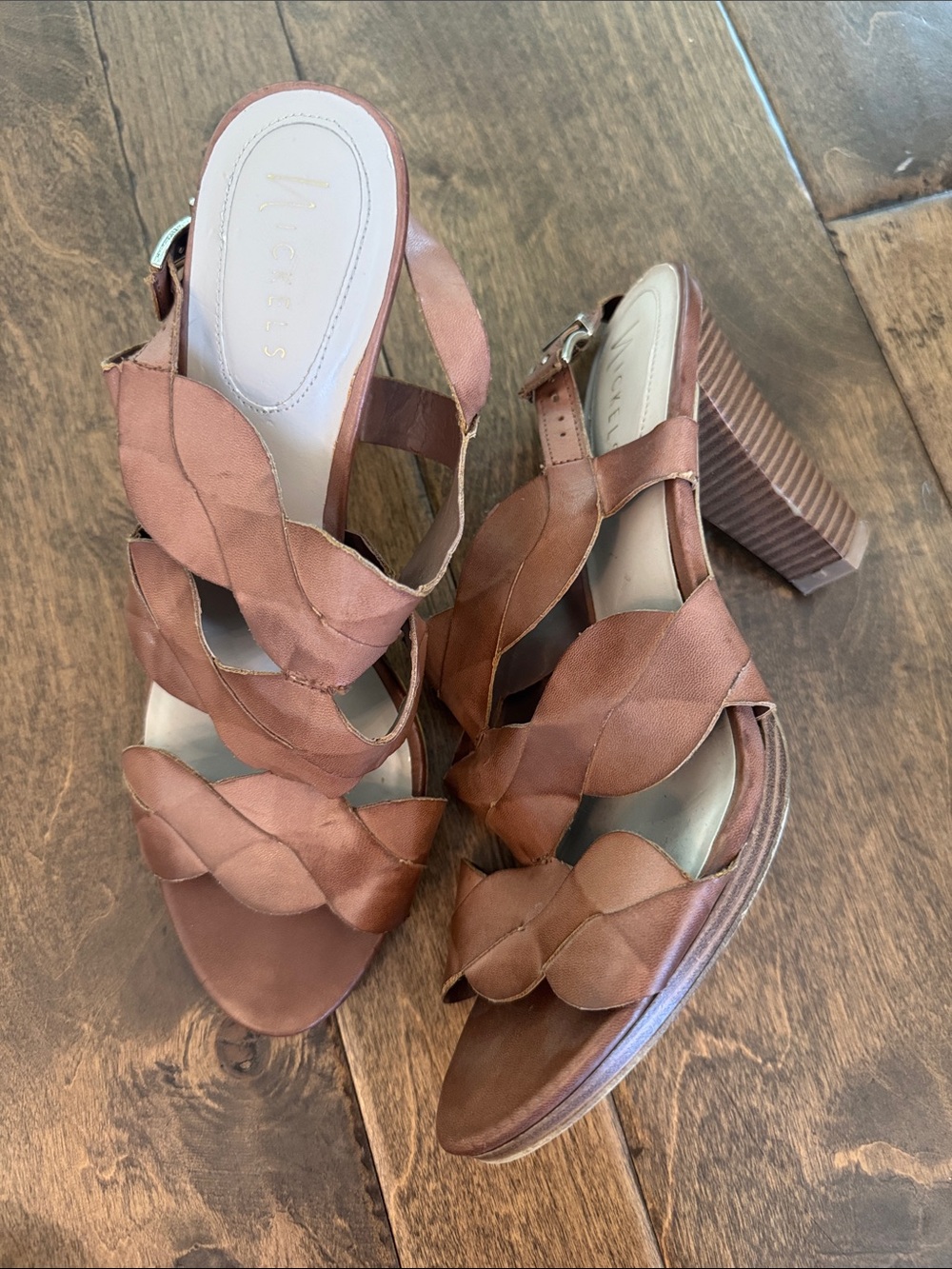 Nickels Size 11 Vince Brown Braided Strap Block Heel Sandals